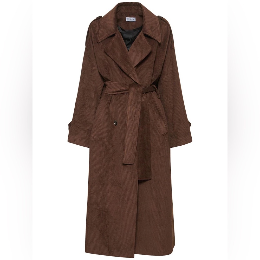 MUSIER PARIS chocolate brown VELVET TRENCH COAT in size 40 (French = M 6 to 8)